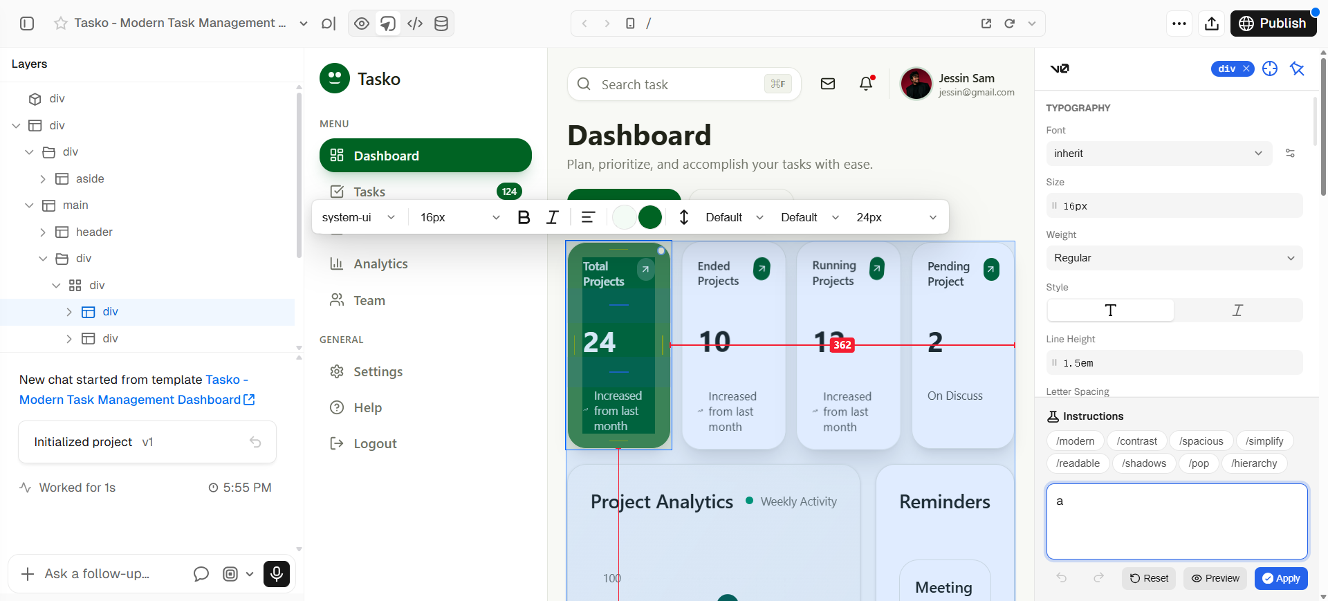 v0 editable front-end preview with Design Mode and AI follow-up
